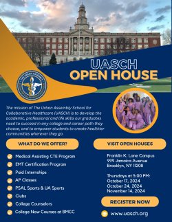 UASCH Open House Flyer for October 17th, October 24th and November 14th